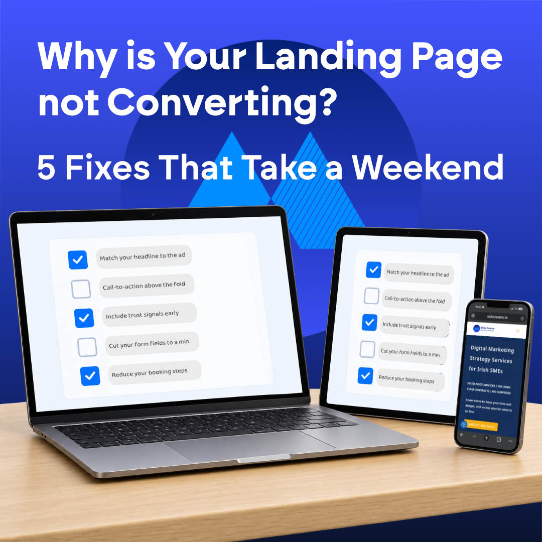 Conversion rate Optimisation Banner Landing page optimisation - 5 fixes blog banner.