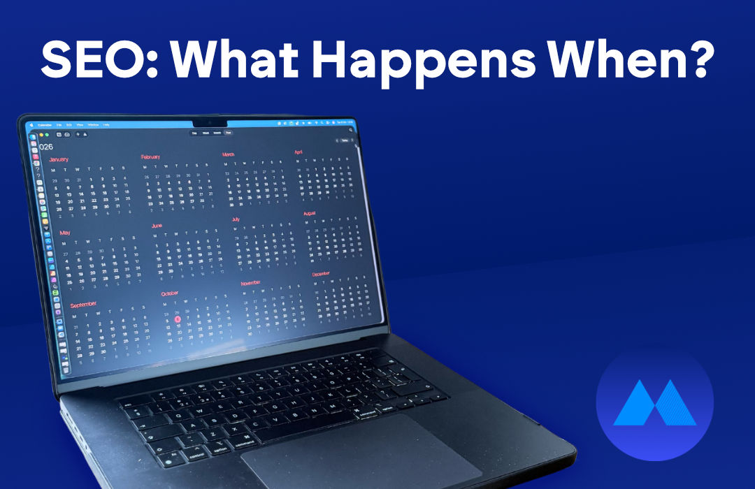 SEO Timeline banner with laptop display of Calendar